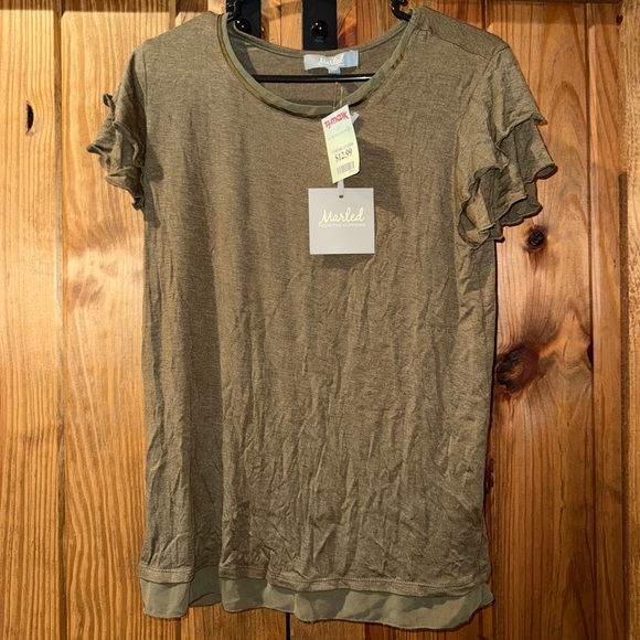 Olive Ruffle Sleeve Top - Picture 1 of 1